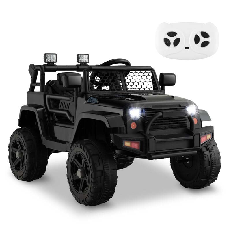 12V Kids Ride On Truck Car Battery Powered Electric Vehicle RC with Mesh Windshield & Bright Headlights