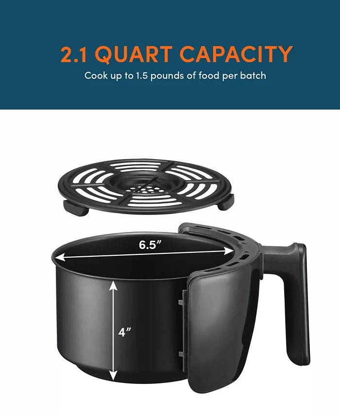 Elite Gourmet 2.1Qt. Compact Electric Hot Air Fryer with Timer and Temperature Controls 1000W