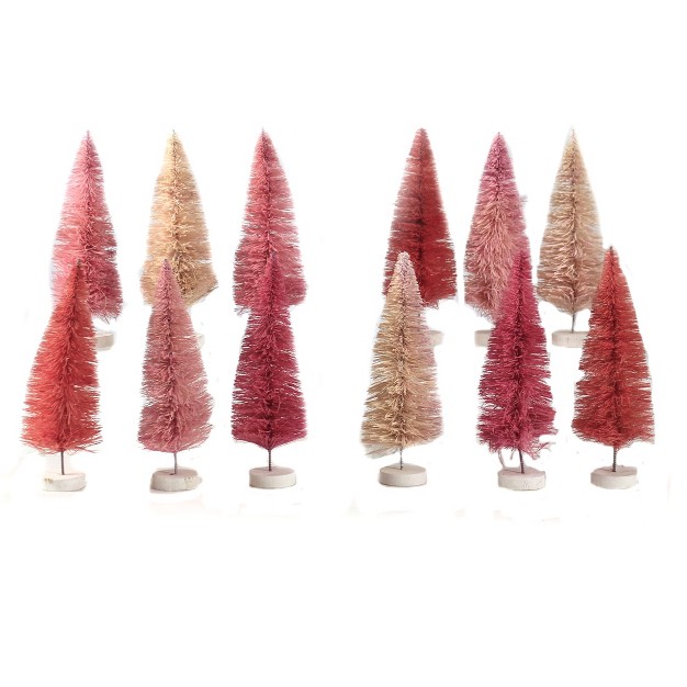 Cody Foster Christmas Pink Hue Trees Twelve Sisal Trees 6 Inches Bottle Brush Bb98p Sisal Pink