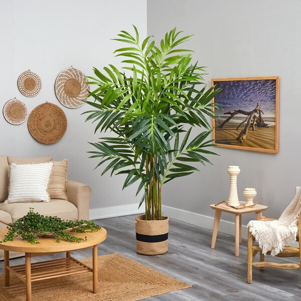 8' King Palm Artificial Tree in Handmade Natural Jute and Cotton Planter