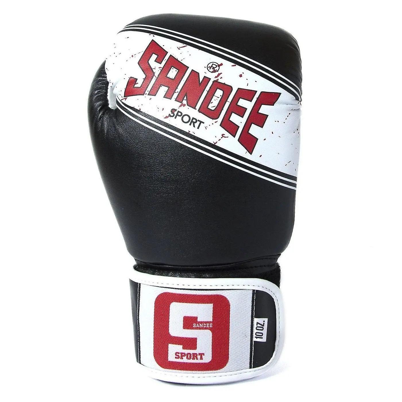 Sandee sport 2 tone pu boxing gloves - black white