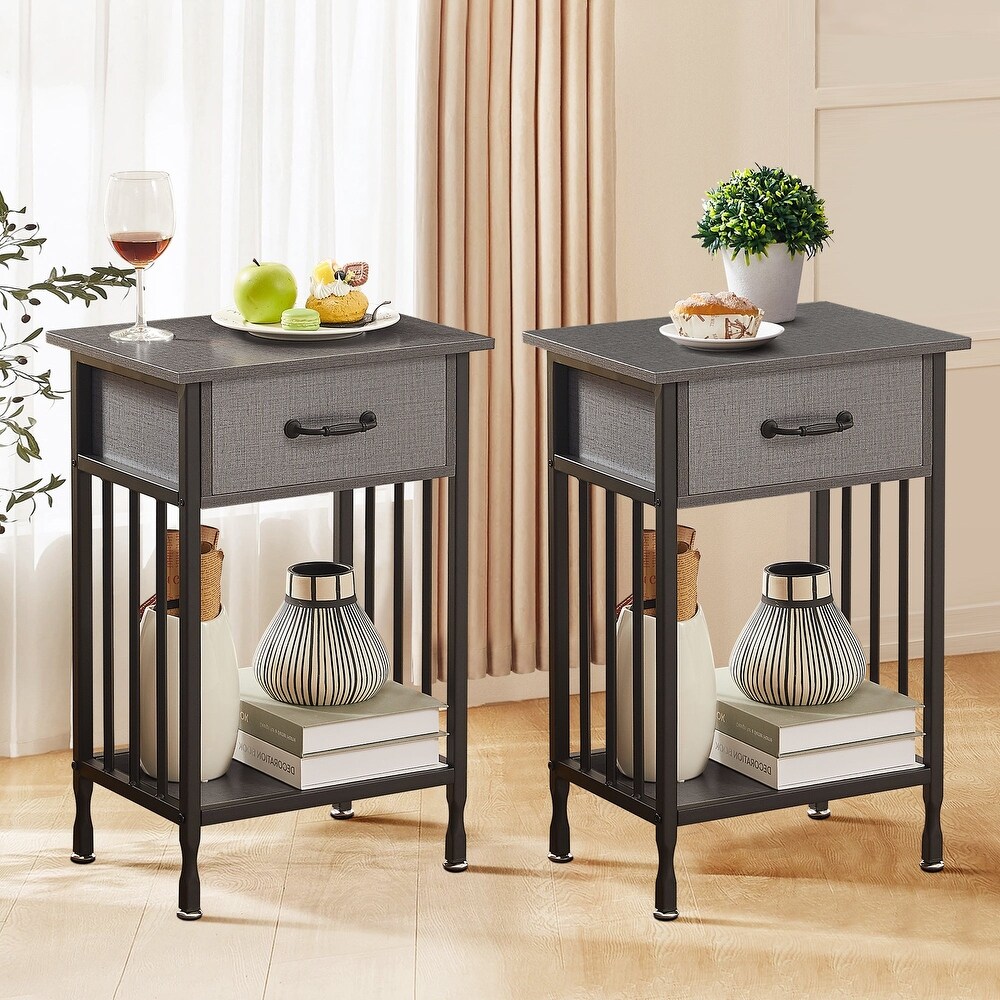 VECELO Modern Nightstand Set of 2 with Drawer and Storage Shelf