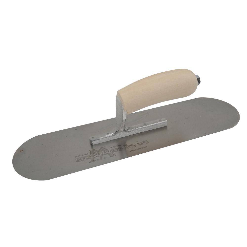 MARSHALLTOWN 14 in. x 4 in. Stainless Steel Exposed Rivet Pool Trowel - Wood Handle SP14SSR5