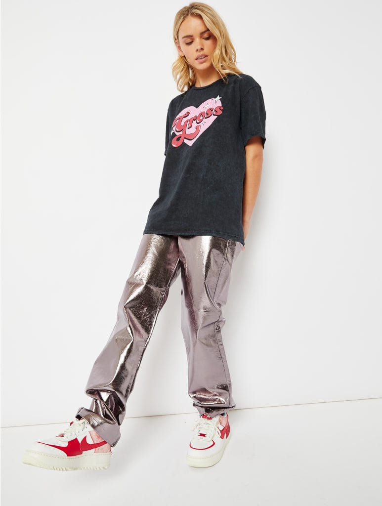 Edgy Chic Oversized Acid Wash Graphic Tee