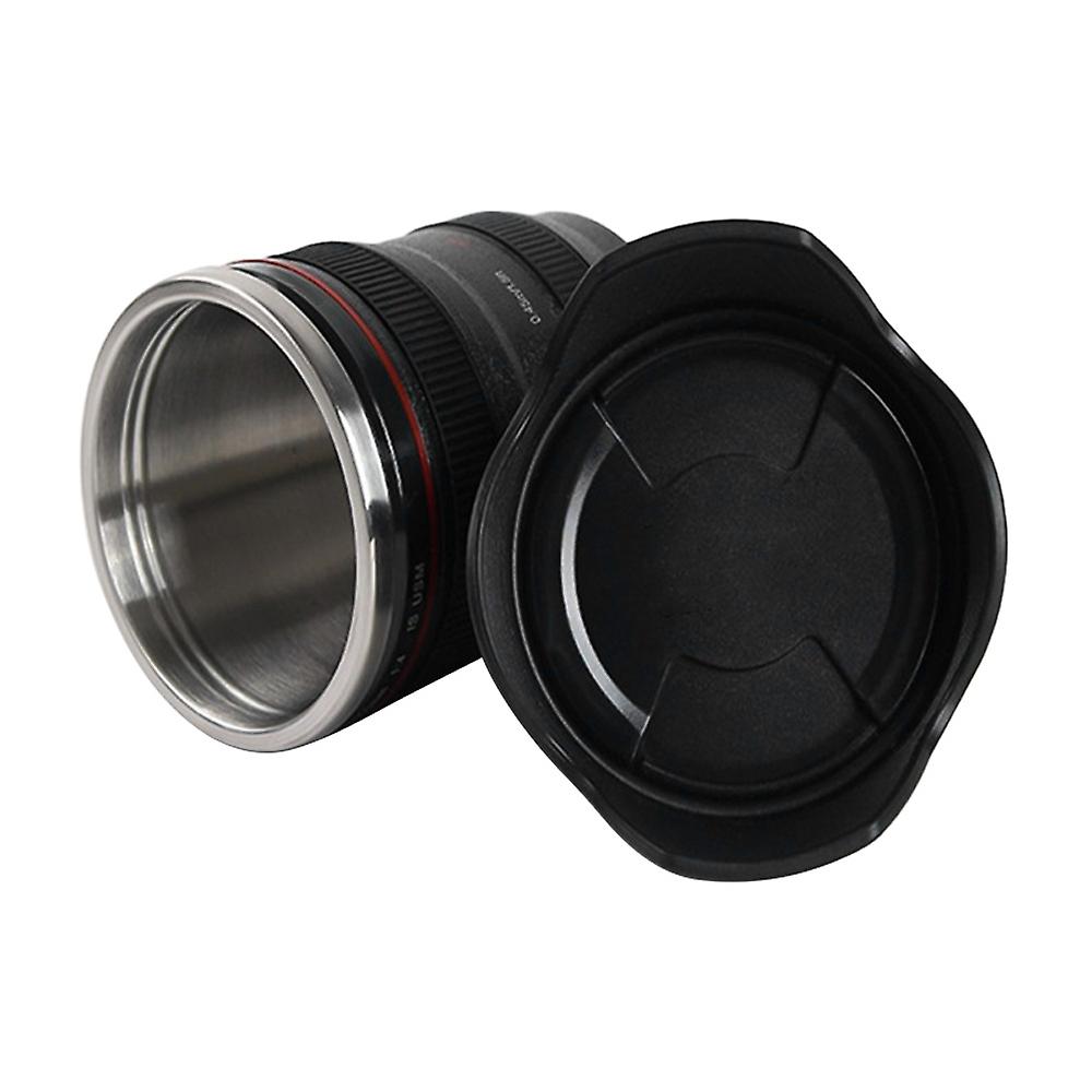 Black Leakproof Camera Lens Coffee Mug Stainless Steel Coffee Water Drinking Cup With Lid For Office Home Bar Restaurant