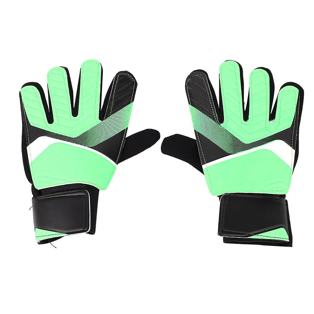 Kids Children Goalkeeper Glove Non Slip Latex Soccer Finger Gloves(green S)