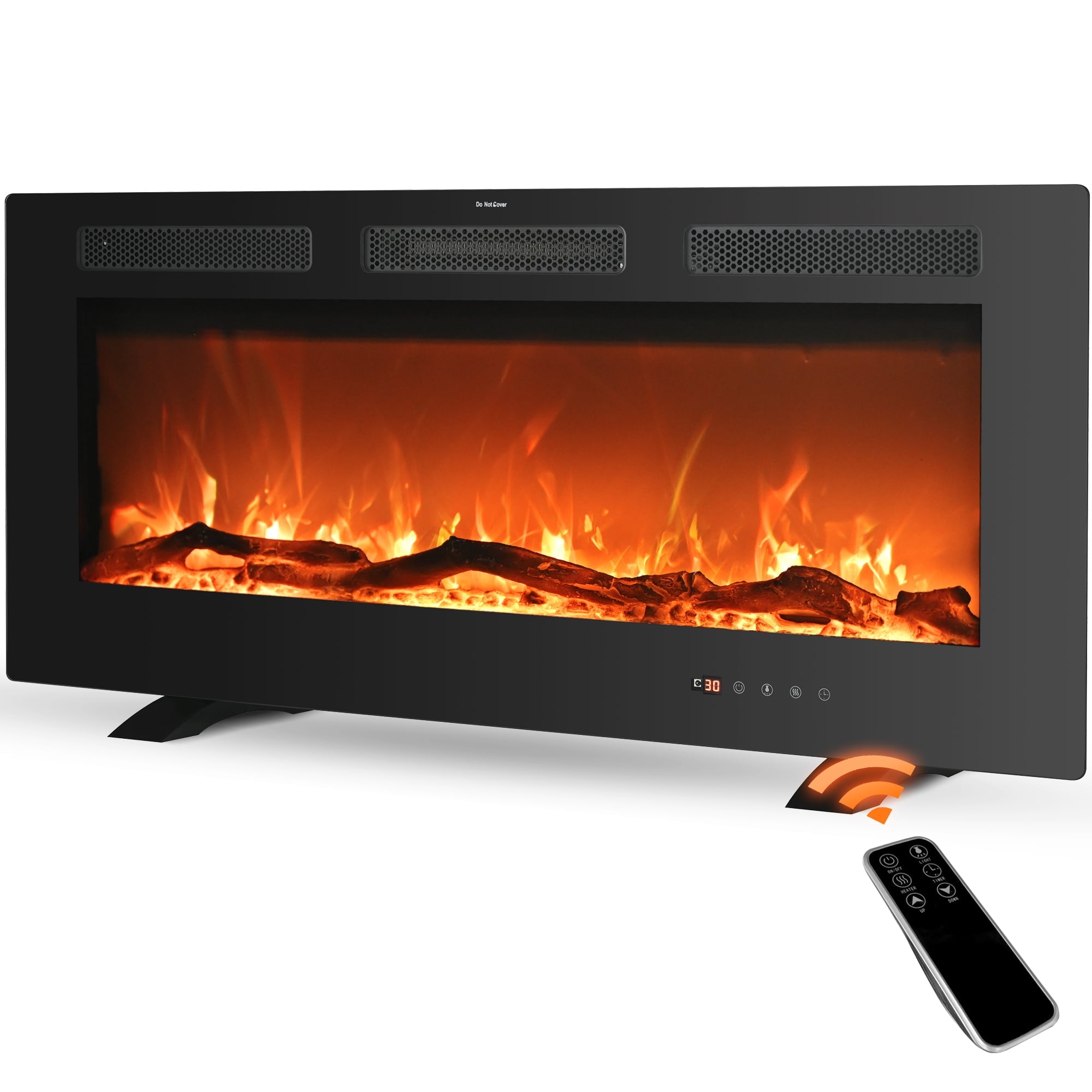 Lifeplus 42" 1500-Watt Freestanding/Wall-Mounted Electric Fireplace Heater, Black