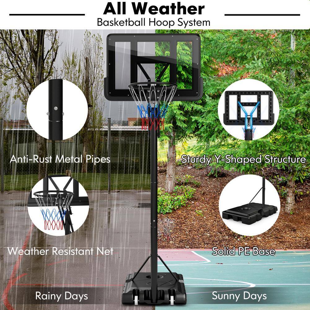 HONEY JOY Portable Basketball Hoop 8-10FT Height Adjustable Basketball Hoop System w44