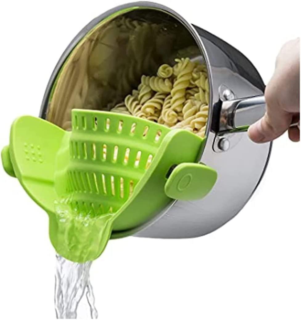 Snap N Strain Pot Strainer And Pasta Strainer - Adjustable Silicone Clip On Strainer For Pots， Pans， And Bowls - Kitchen Colander - Lime Green