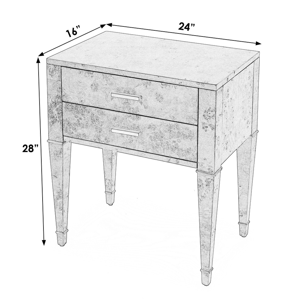 Kai 2 Drawer Burl Wood End Table