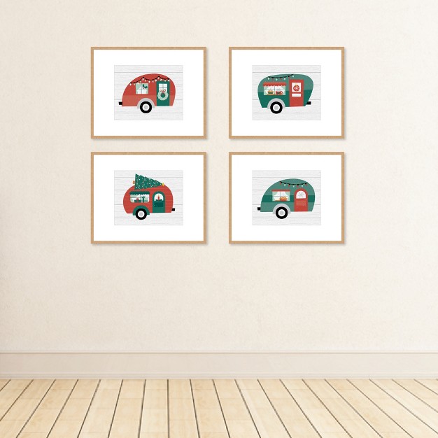 Big Dot Of Happiness Camper Christmas Unframed Red And Green Holiday Linen Paper Wall Art Set Of 4 Artisms 8 X 10 Inches