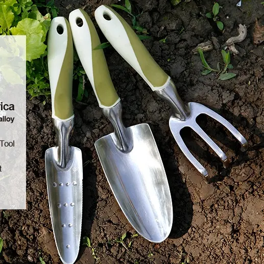 Worth Factory Aluminium Soft Plastic Ergonomic Set Short Trowel Handle Hand Tools for Garden