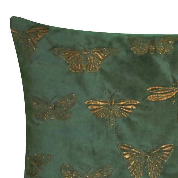 Oversize Embroidered Butterflies And Moths Lumbar Throw Pillow Edie home