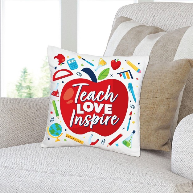 Big Dot Of Happiness Thank You Teachers Teacher Appreciation Home Decorative Canvas Cushion Case Throw Pillow Cover 16 X 16 Inches