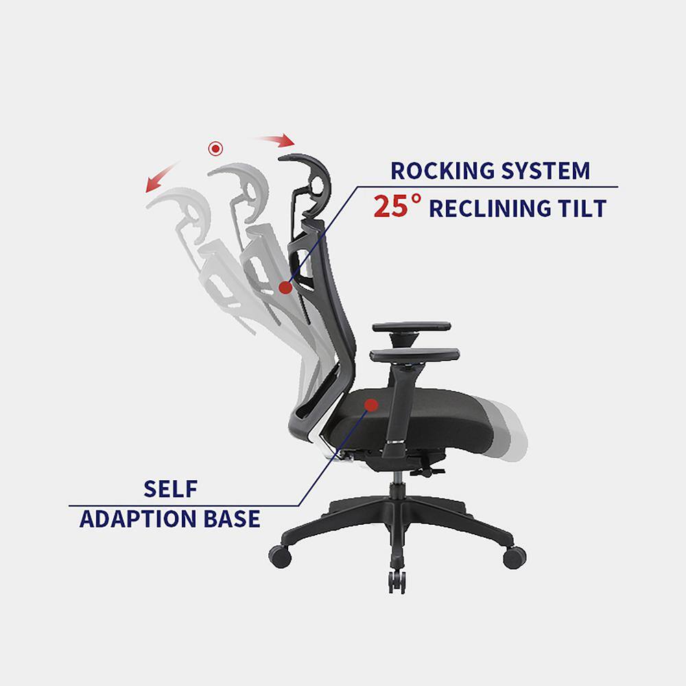 Furniture of America Caius Regular Black Breathable Mesh Ergonomic Office Chair with Adjustable Lumbar IDF-60393