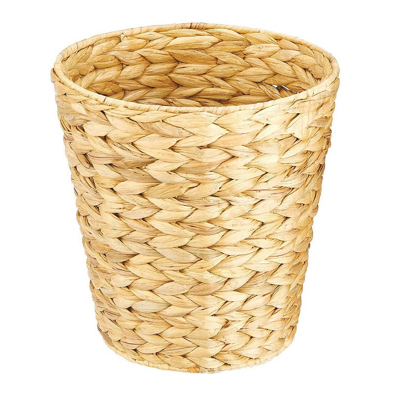 mDesign Small Hyacinth Natural Woven Garbage Wastebasket Trash Can