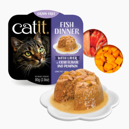 Catit Fish Dinner with Crab Flavor and Pumpkin Grain Free Wet Cat Food