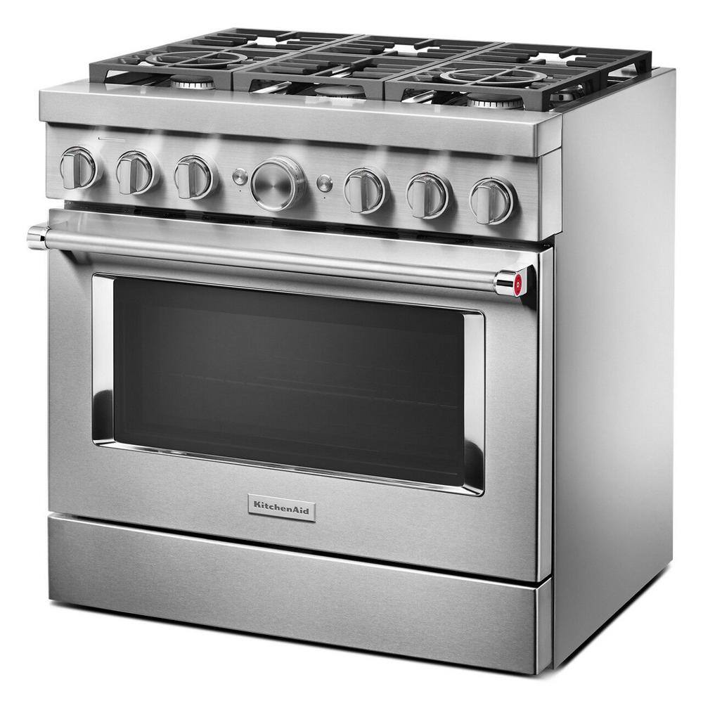 KitchenAid 36 in. 5.1 cu. ft. Smart Dual Fuel Range with True Convection and Self- Cleaning in Stainless Steel KFDC506JSS