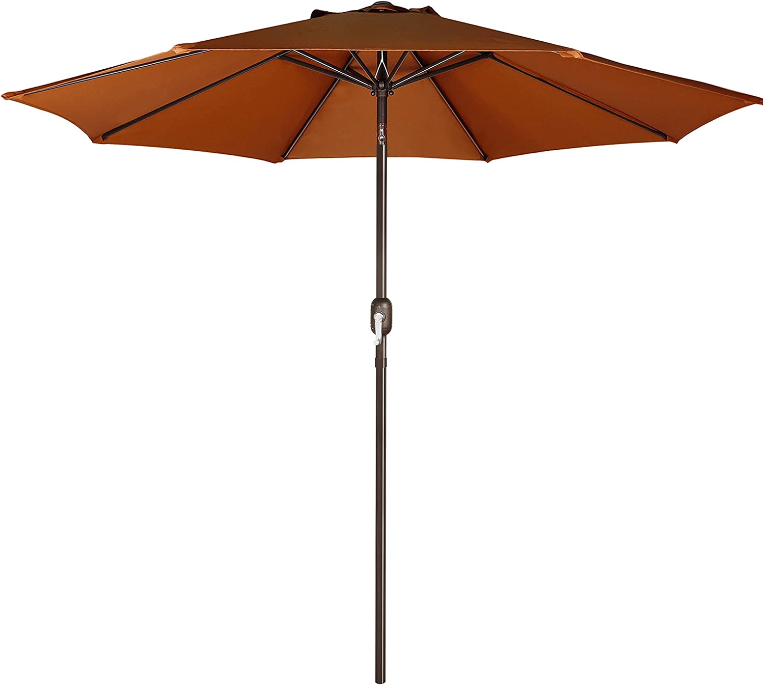 9' Outdoor Market Patio Umbrella with Push Button Tilt and Crank, 8 Ribs (Tan)