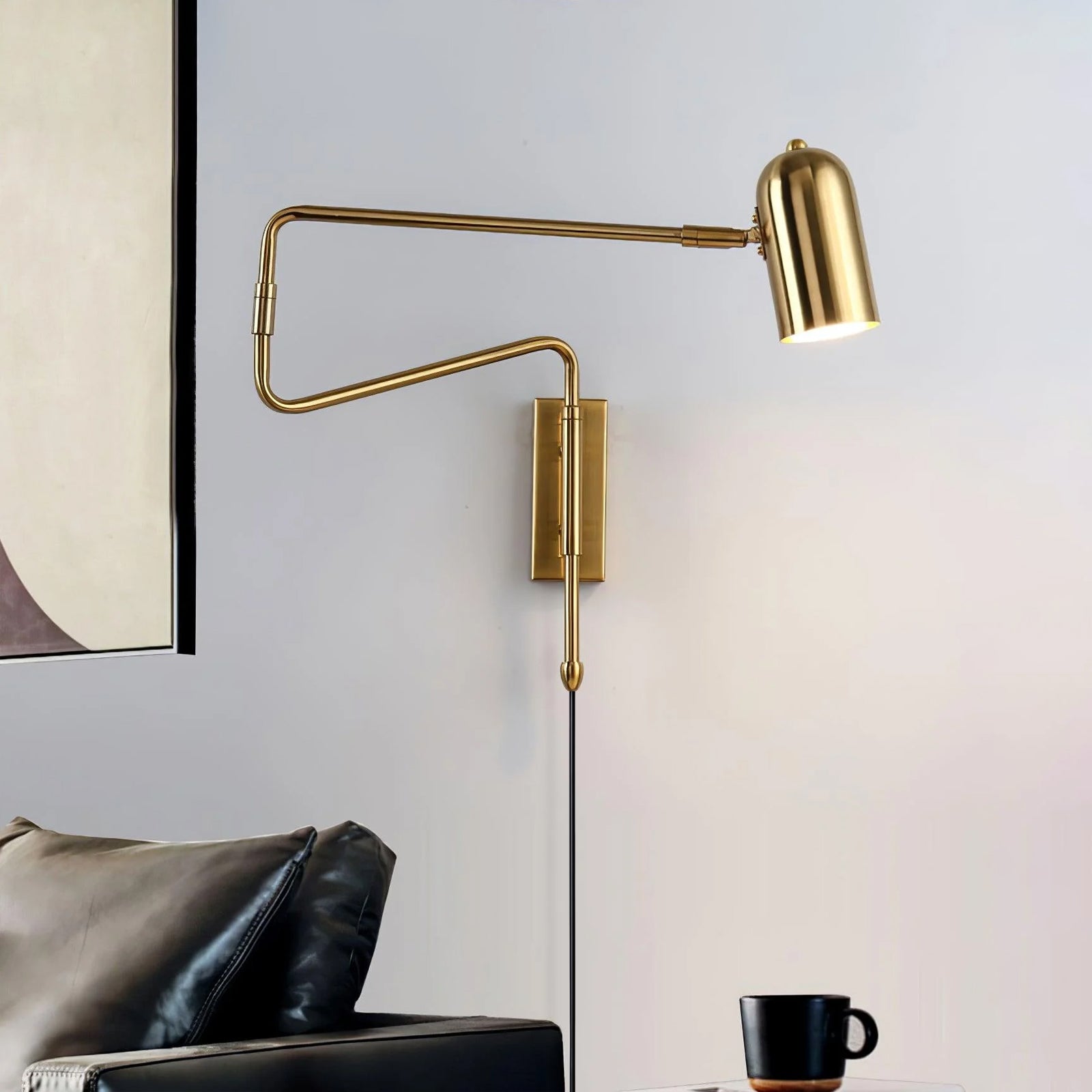 Adjustable Arm Plug In Wall Lamp