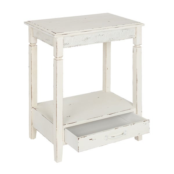 Kate and Laurel Idabelle Wood Side Table with Drawer， White