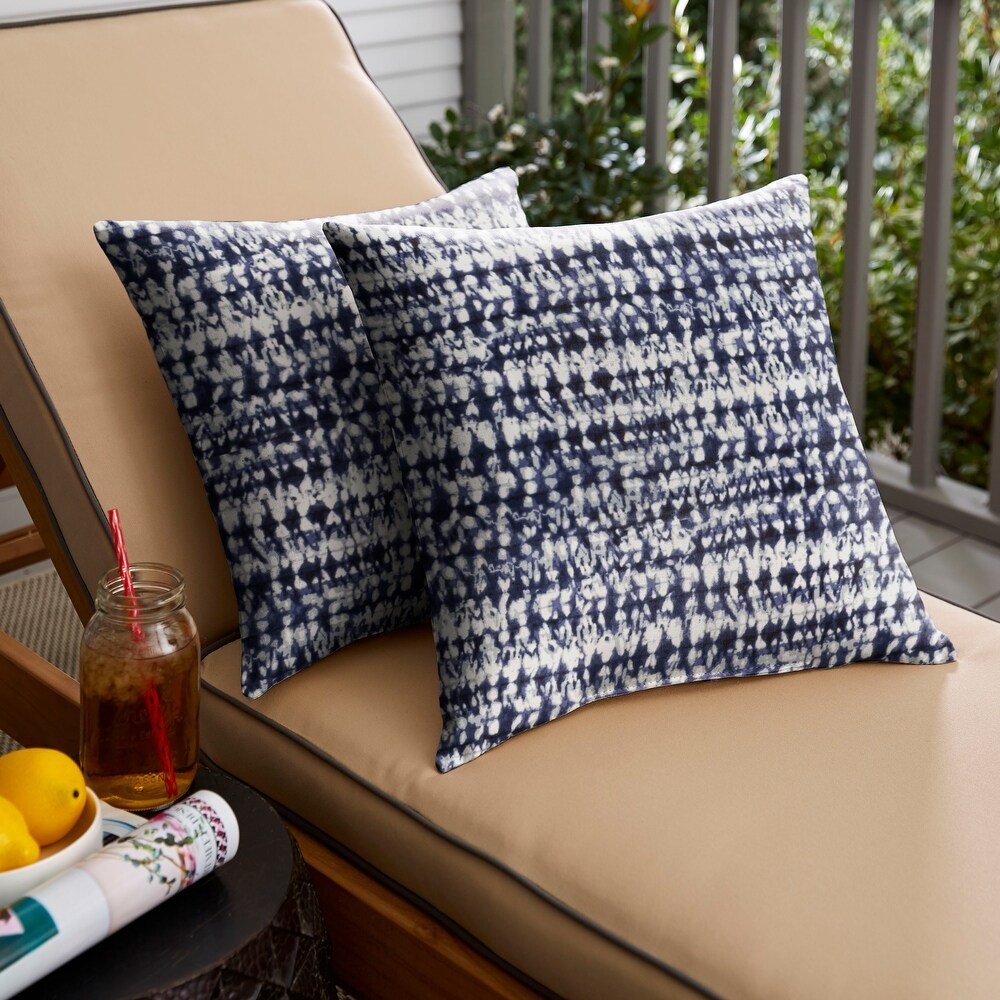 Porter Indigo and Navy Graphic Indoor/ Outdoor Knife Edge Square Pillow Set