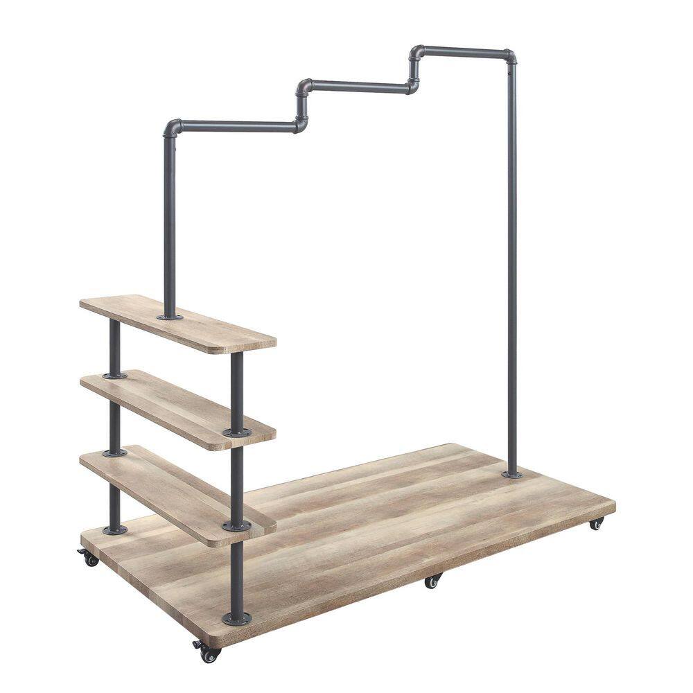 ZIRUWU Oak and Sandy Gray Brantley Hanger Rack ZQP-CR22A