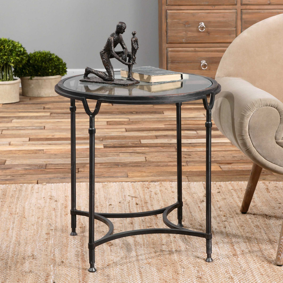 Uttermost 24469 Samson Glass Side Table   Transitional   Side Tables And End Tables   by GwG Outlet  Houzz