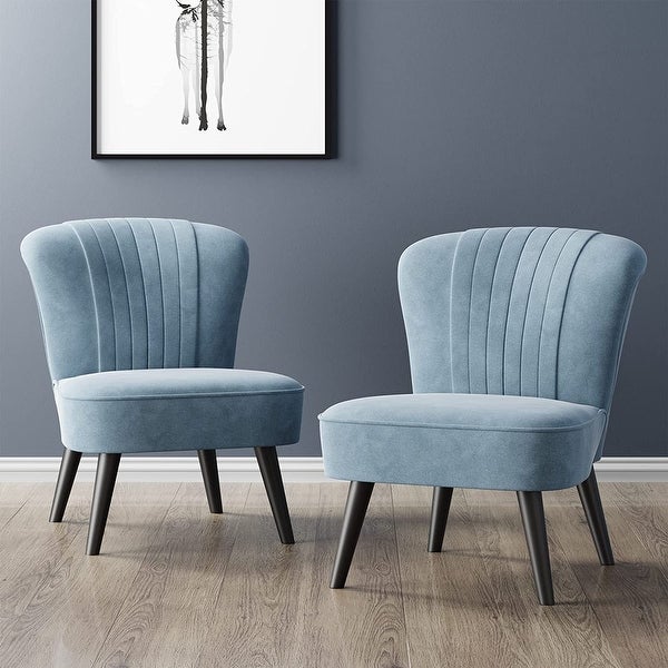 Futzca Accent Chair Set of 2， Single Sofa Armless Chairs with Wood Legs，Dark Grey