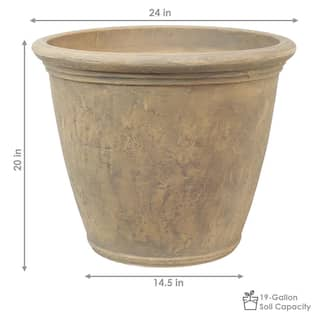 Sunnydaze Anjelica 24 in. Beige Poly Outdoor Flower Pot Planter (4-Pack) DG-964