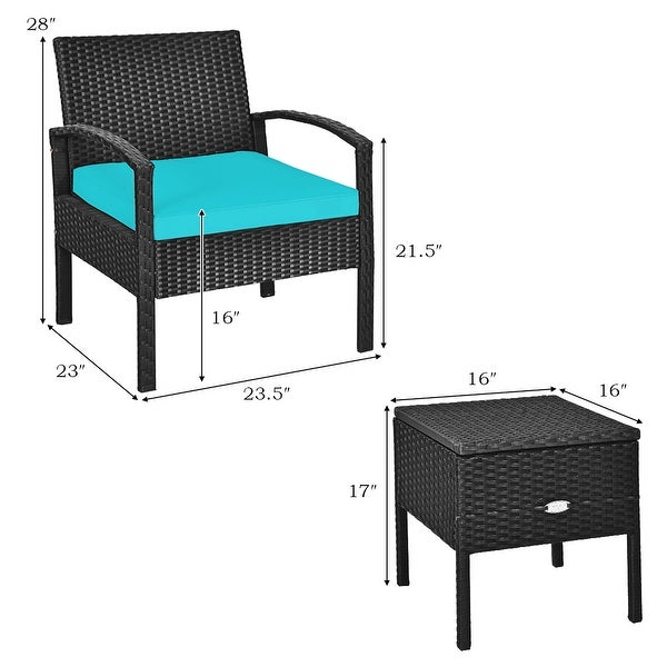 3 Piece Outdoor Patio Rattan Furniture Set - Modern Furniture - Overstock - 37511919