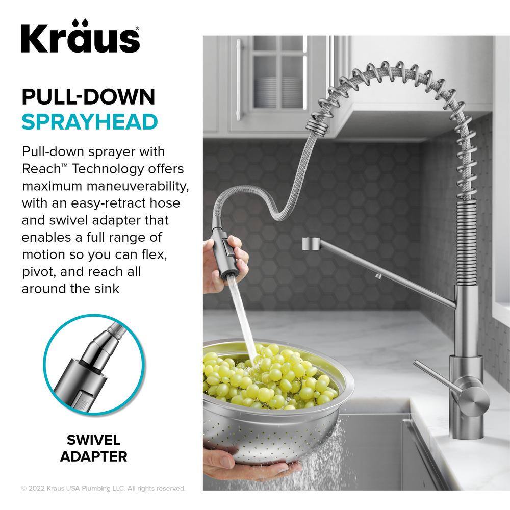 KRAUS Oletto Pull-Down Kitchen Faucet in Spot-Free Antique Champagne Bronze with Purita Under-Sink Filtration System FS-1000-KFF-2631SFACB