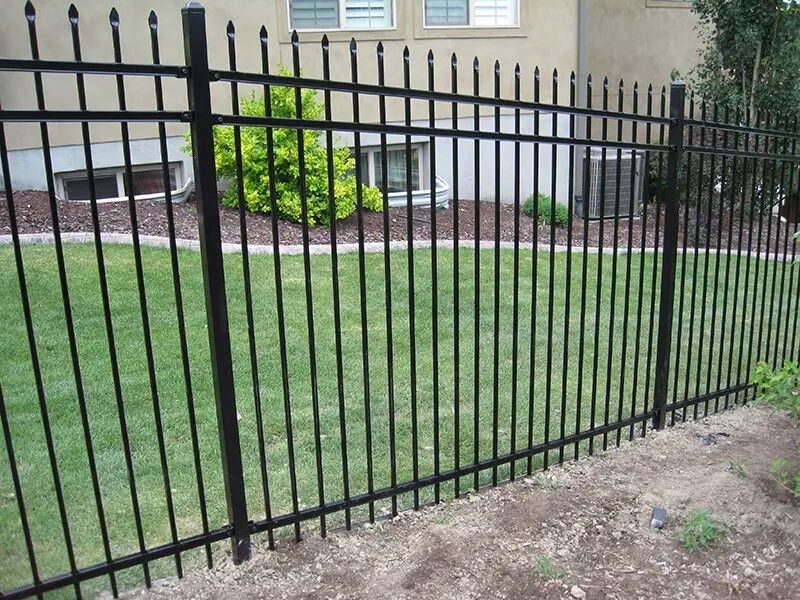 Black Powder Coated Spear Top Picket  Flat Bottom Aluminum welded Fence Panels for Garden Pool