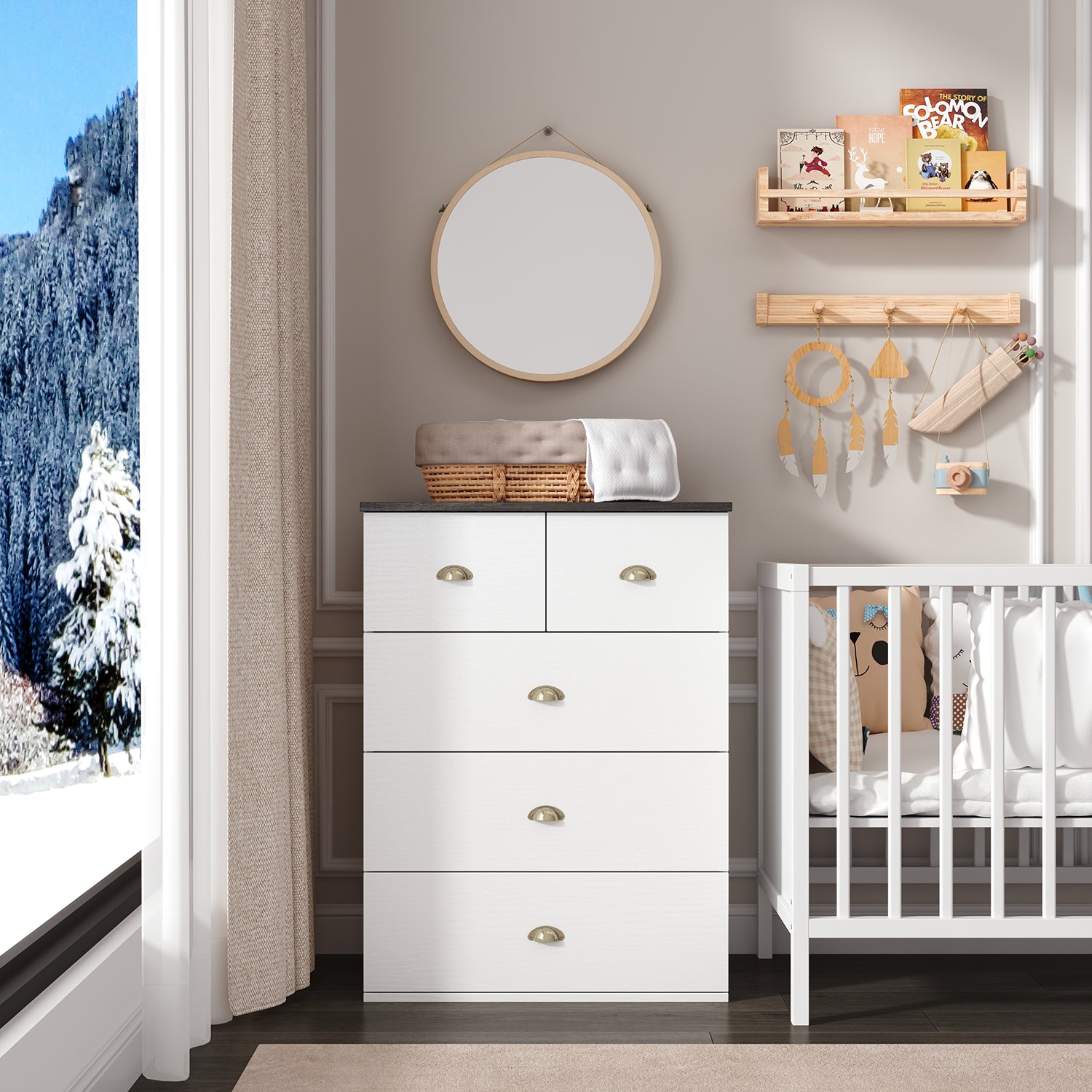 Chest of Drawers with Locks on 2-Top Chest of Drawers, 5 - Drawer Dresser