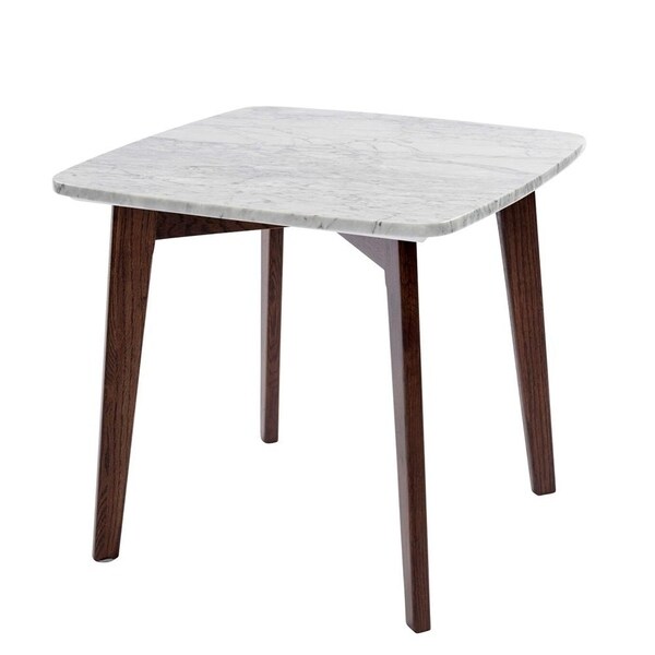 Carson Carrington Tangby 19.5-inch Square Marble Table with Walnut Legs