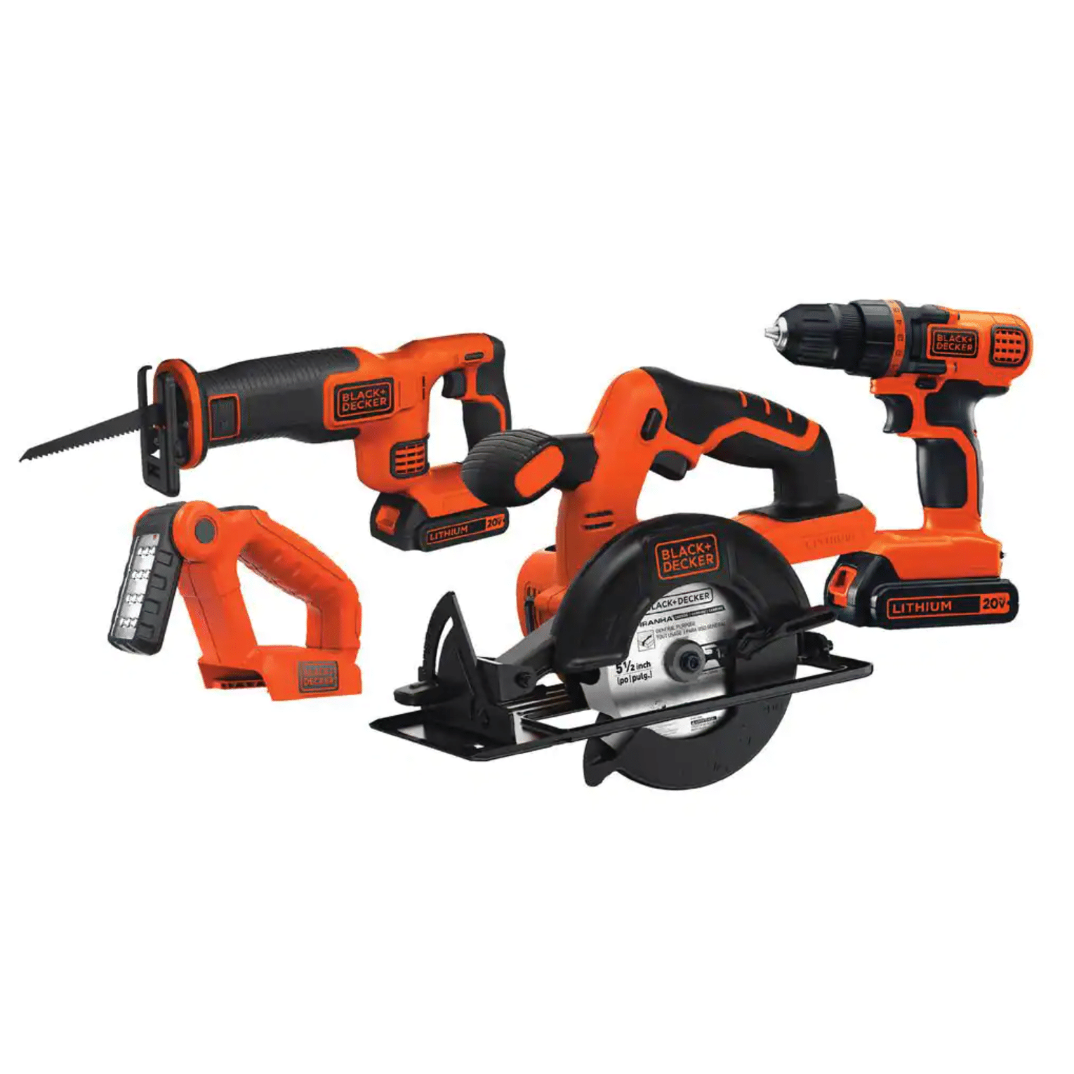 Black + Decker 20-Volt Max Lithium-Ion Cordless Combo Kit (4-Tool) with (2) Batteries 1.5Ah and Charger (BD4KITCDCRL)