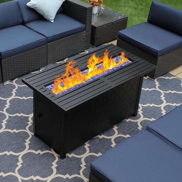 Gariau Rattan/Wicker 13Piece Outdoor Patio Conversation Sectional Set with 2 Kinds of Gas Fire Pit Tables by Havenside Home