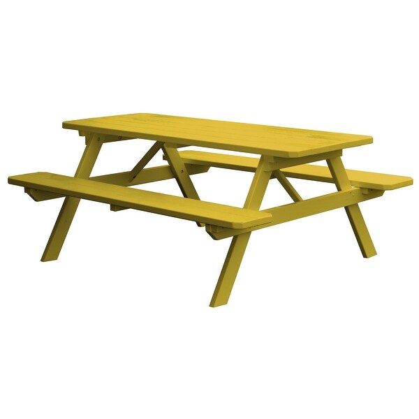 Pine 8' Picnic Table with Attached Benches