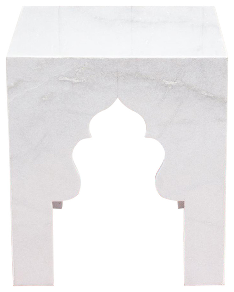 Hand Carved Arched Marble End Table   Mediterranean   Side Tables And End Tables   by De cor  Houzz