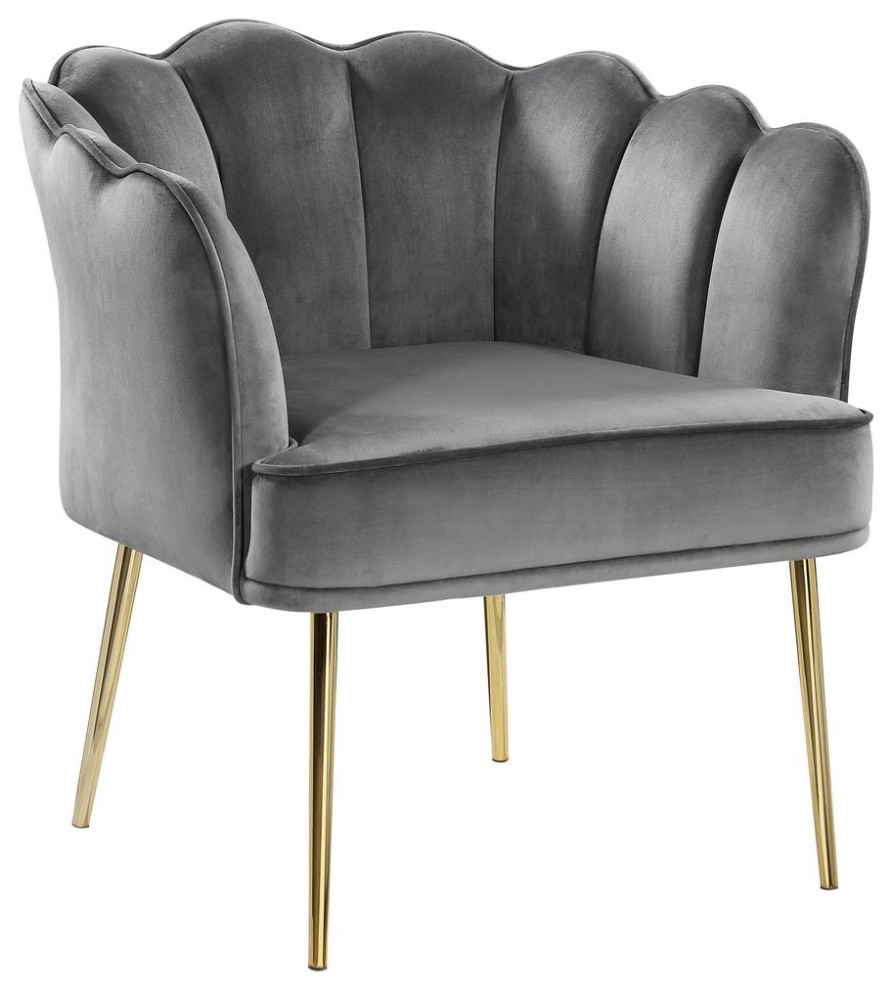 Jackie Gray Velvet Accent Chair With Gold Legs   Midcentury   Armchairs And Accent Chairs   by Homesquare  Houzz