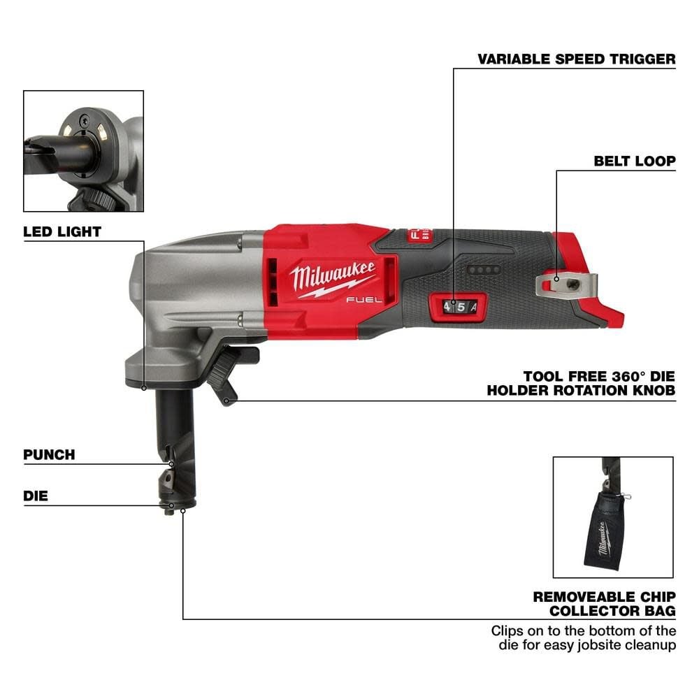 MW M12 FUEL Nibbler 16 Gauge Bare Tool with Extension Bundle 2476-20-49-72-0152 from MW