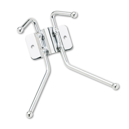 Safco Metal Wall Rack， Two Ball-Tipped Double-Hooks， Metal， 6.5w x 3d x 7h， Chrome (4160)