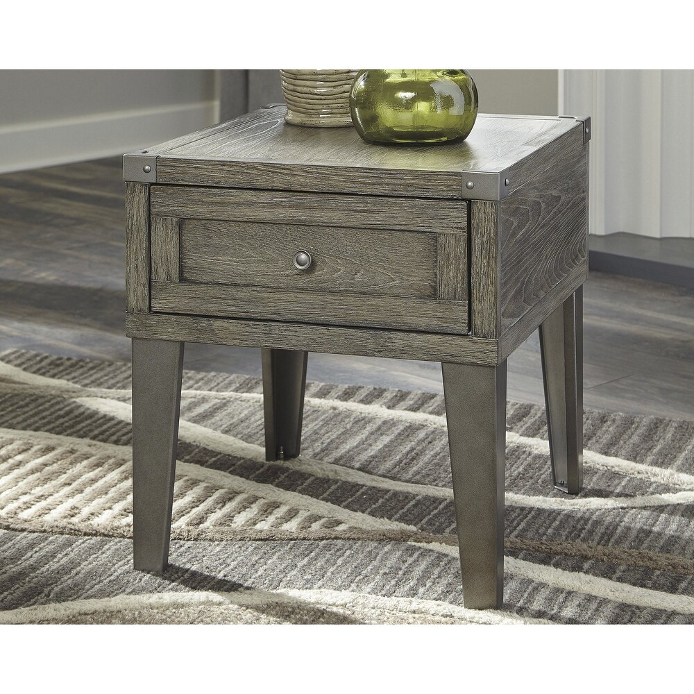 Chazney Contemporary Rectangular End Table Rustic Brown