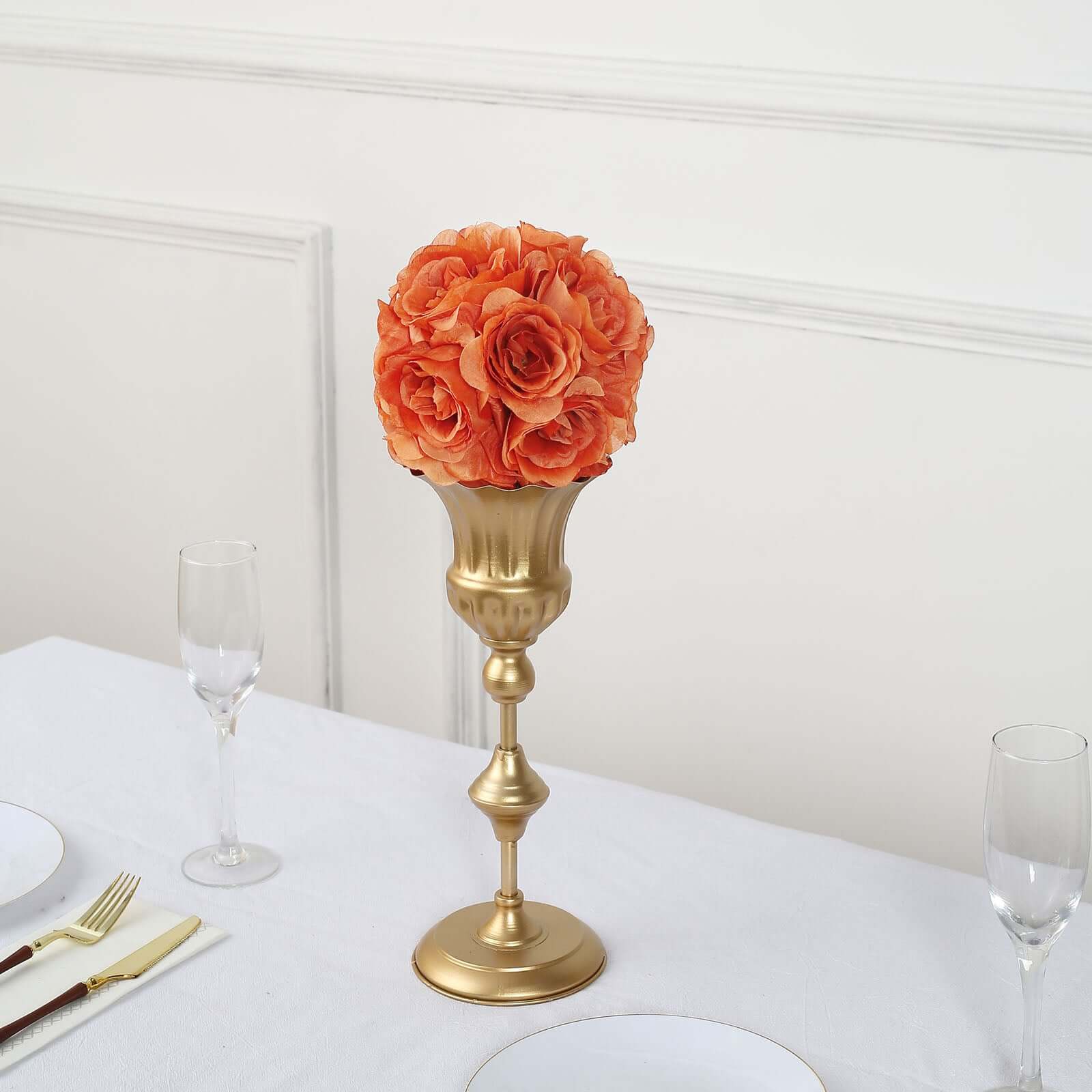 2 Pack Terracotta (Rust) Artificial Silk Rose Kissing Ball, Faux Flower Ball 7