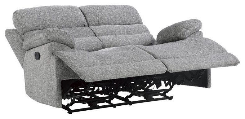 Lexicon Sherbrook Transitional Chenille Double Reclining Loveseat in Gray   Transitional   Loveseats   by Homesquare  Houzz