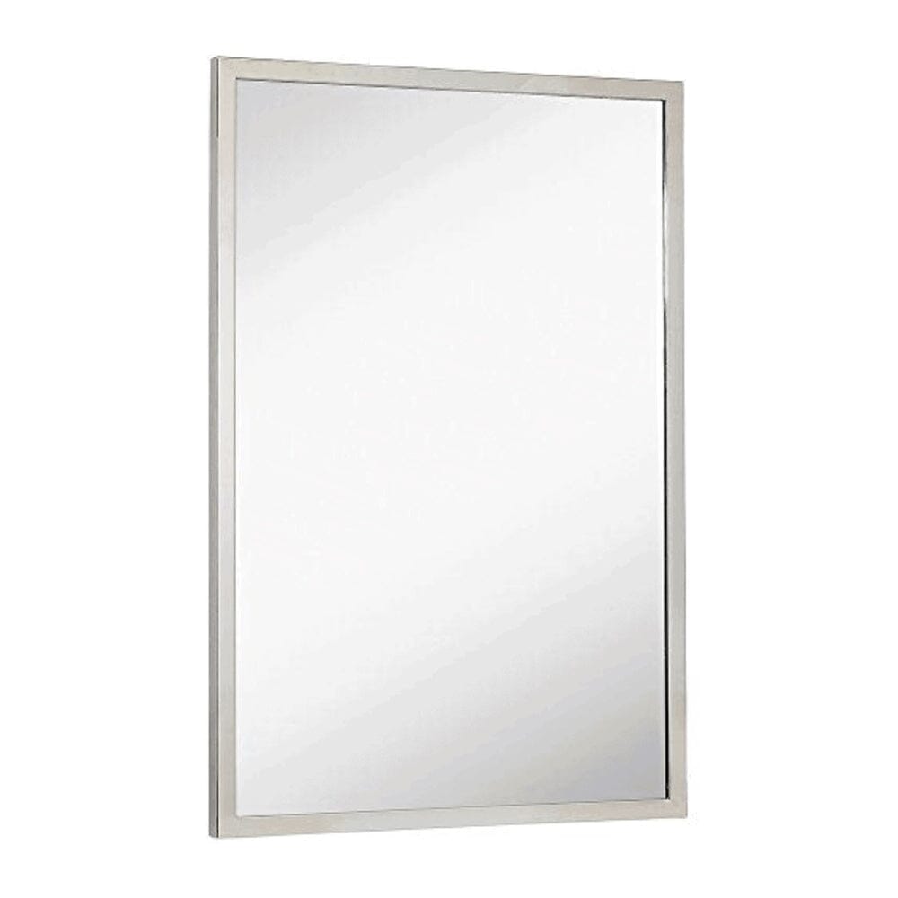 Commercial Grade Contemporary Industrial Strength Wall Mirror | Polished Stainless Metal Silver