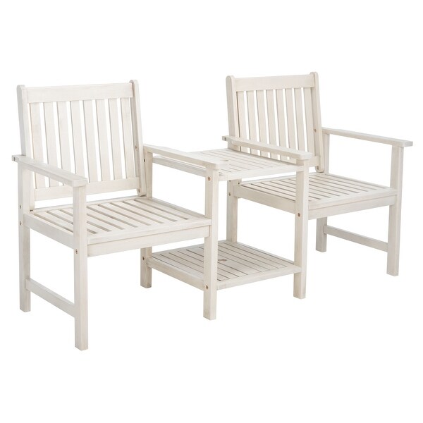 SAFAVIEH Brea Outdoor Solid Wood Twin Seat Bench