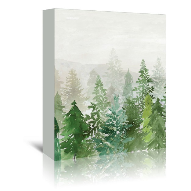 Americanflat Botanical Winter Evergreen Forest By Pi Holiday Collection Wrapped Canvas Wall Art