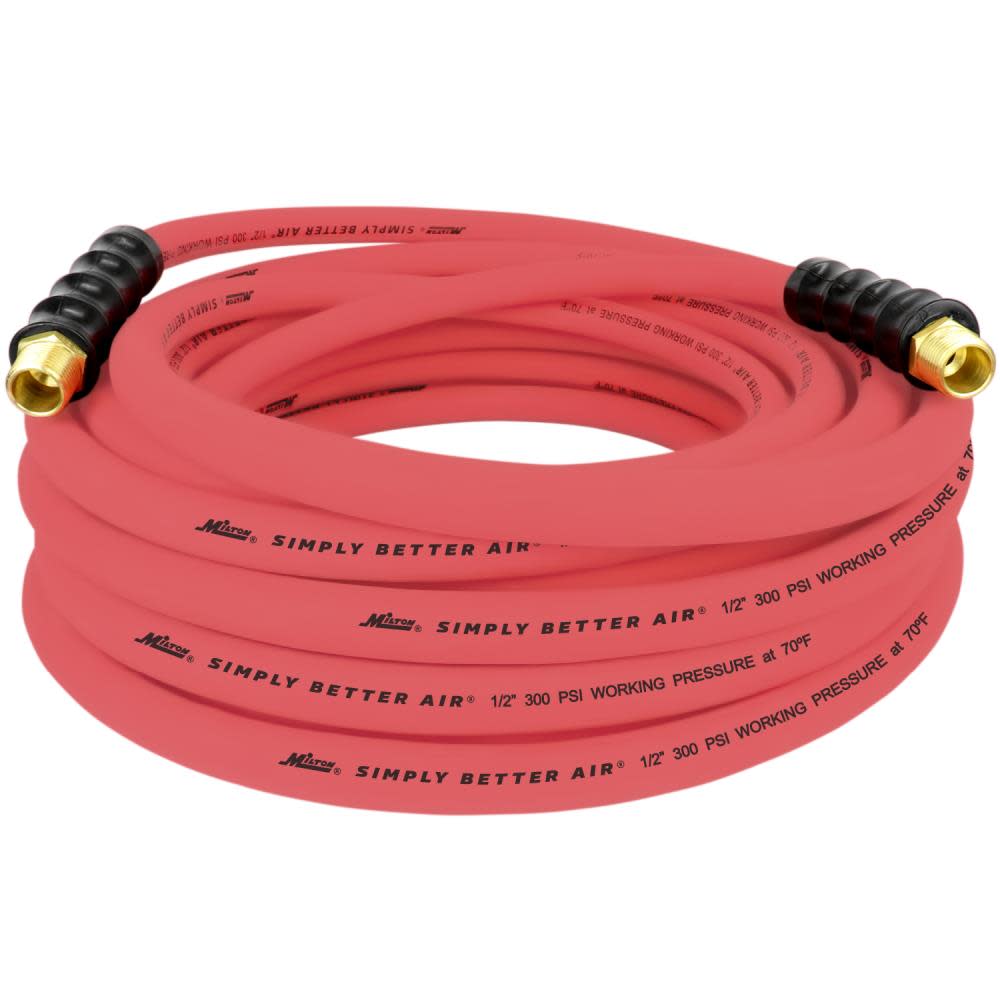 Milton ULR 1/2 ID x 50and#8242; (1/2 MNPT) Ultra Lightweight Rubber Air Hose for Extreme Environments