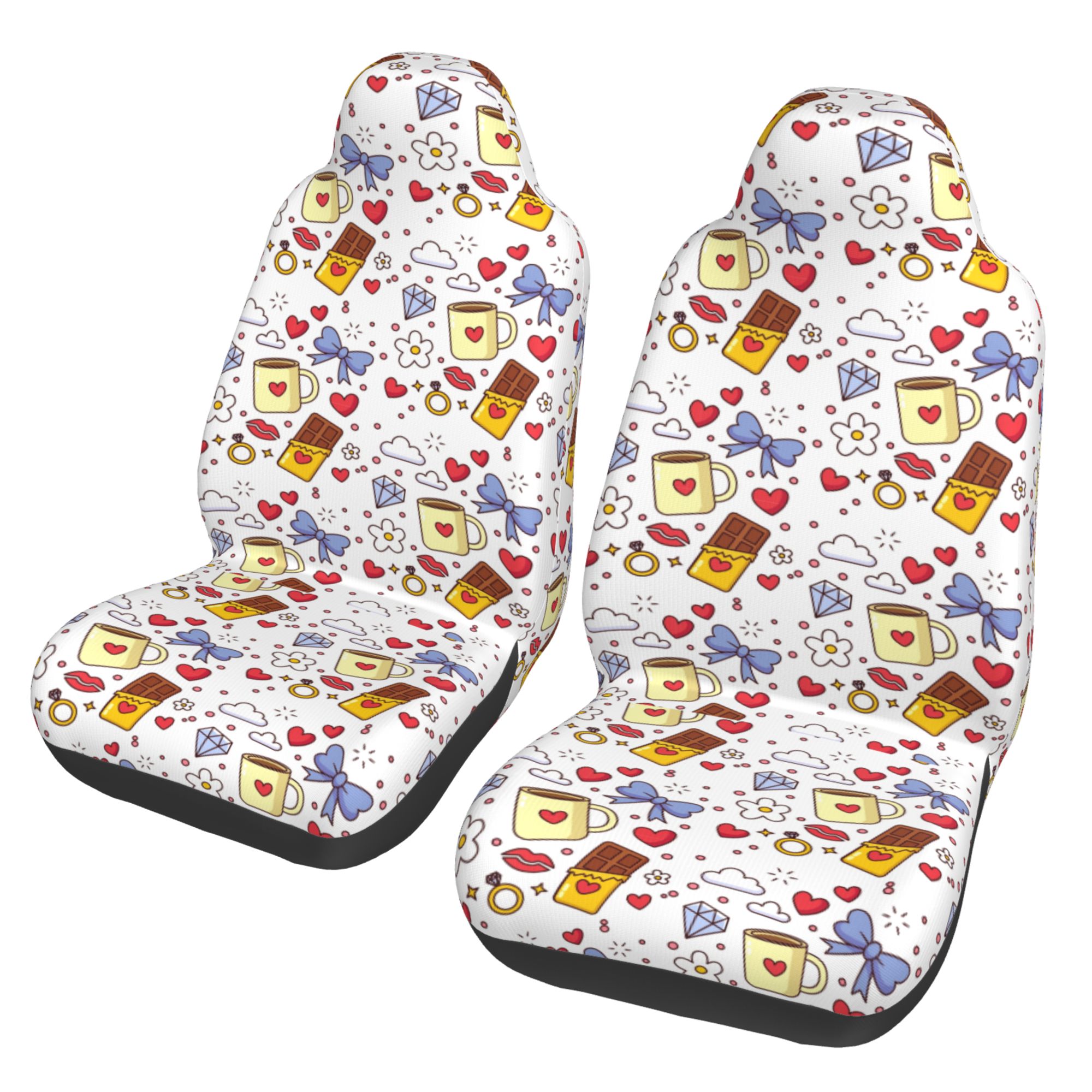 ZICANCN Car Seat Cover Chocolate and Diamond Print Car Front Seat Covers Protectors ， Automotive Seat Covers for Cars Trucks Suv